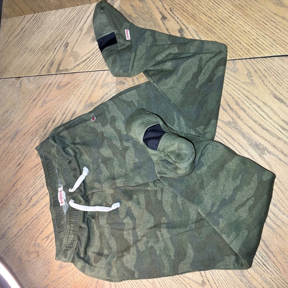 Feejays Camo Footie Sweatpants Green Camouflage Fleece Joggers KOD-890 Large